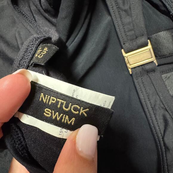 Niptuck Womens Solid Black One Piece Lace Up Open Back Swim Suit Size 6 Small - Picture 4 of 6